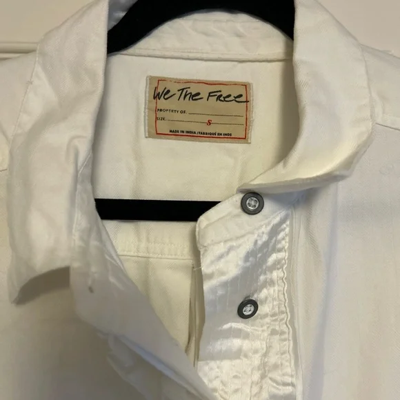 We The Free Cream Ruffle-Front Button Shirt - Picture 2 of 4